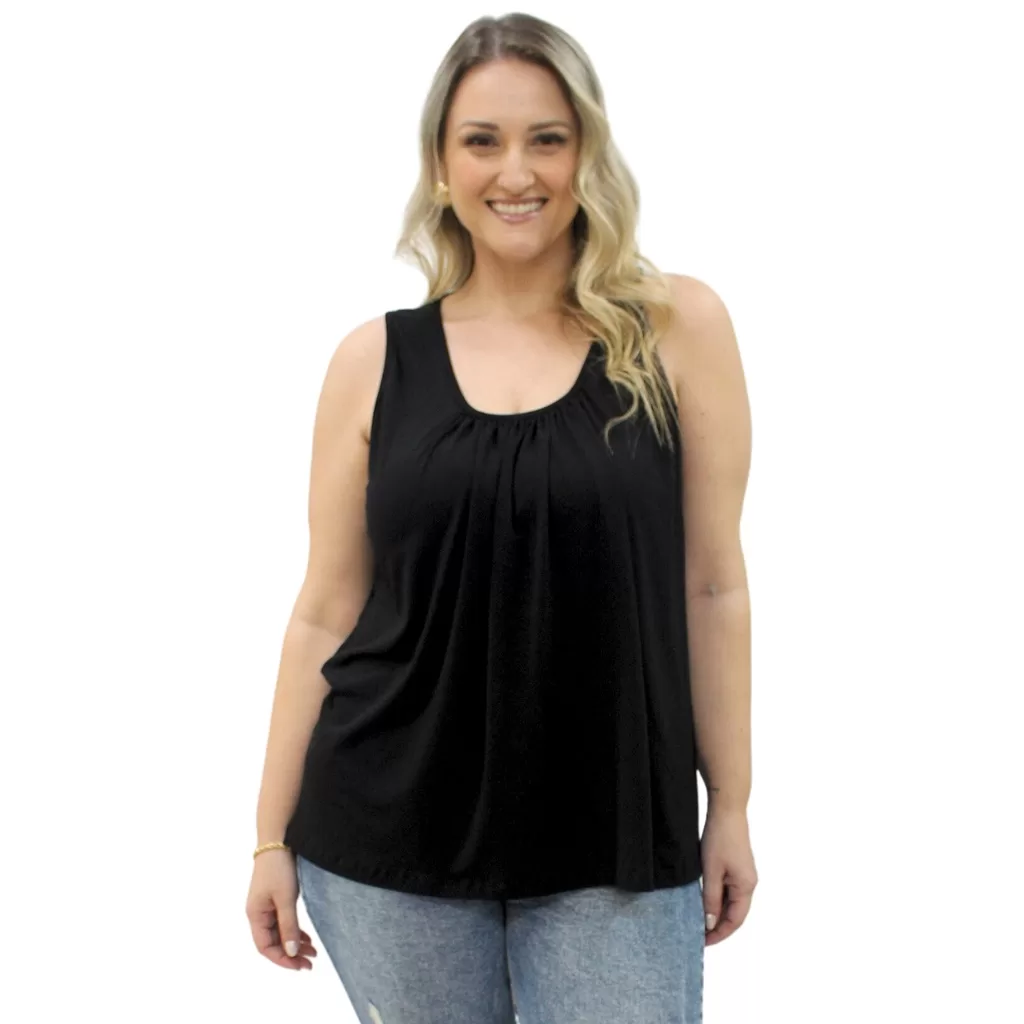 Regata Bata Soltinha Franzida No Decote Blusinha Viscolycra Feminina