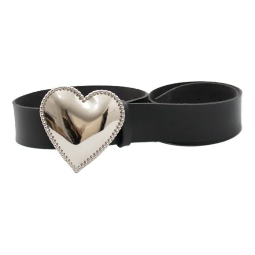 Cinto Feminino Couro Ecológico Fivela Coração Sofisticado
