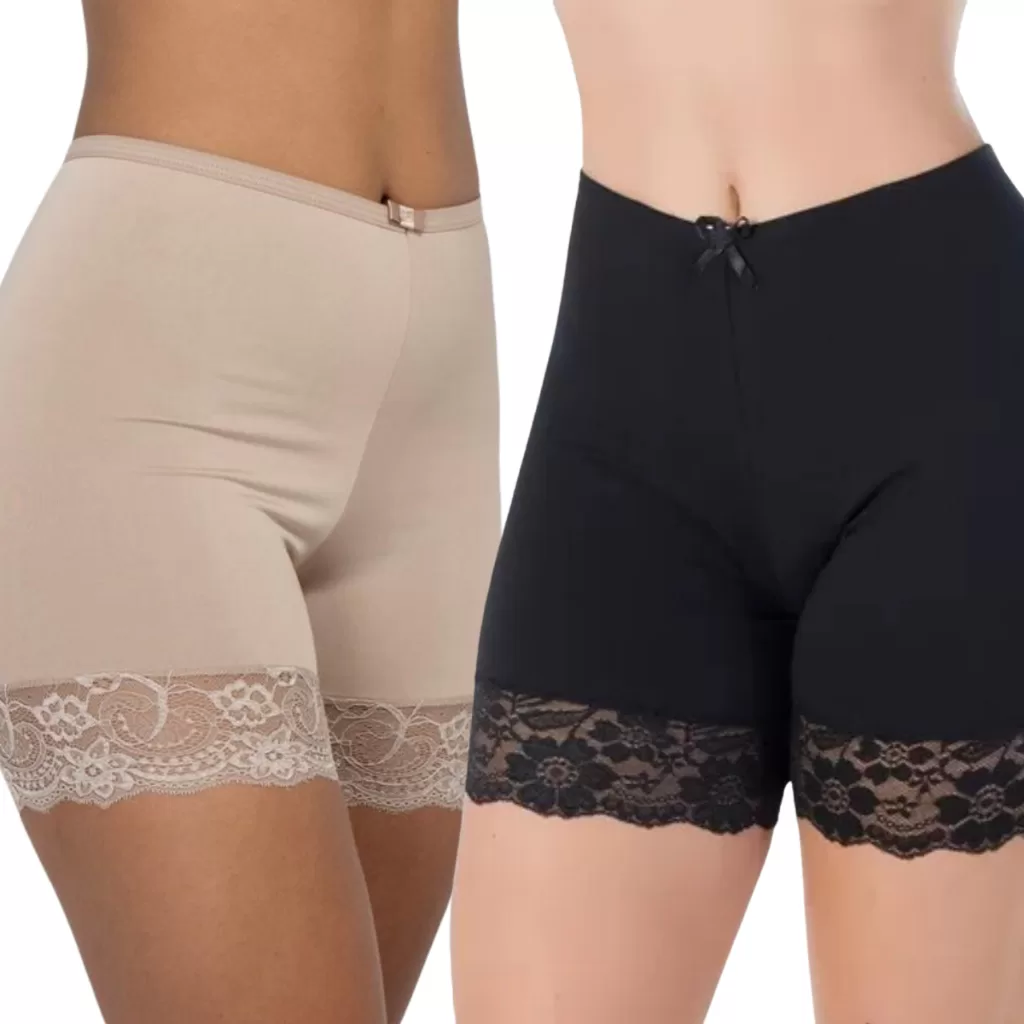 Kit 4 Anagua Feminino Bermuda Short Segunda Pele Renda Saiote Vestido Microfibra Lingerie Moda