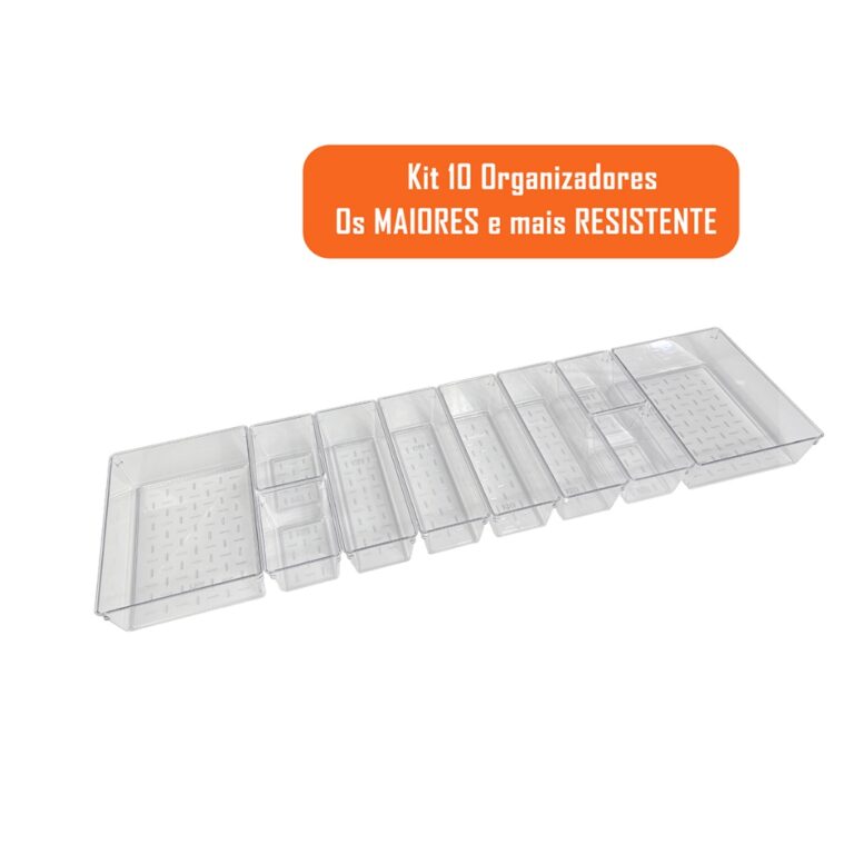 Kit 10 Organizador Multiuso Modular Gavetas Acrili