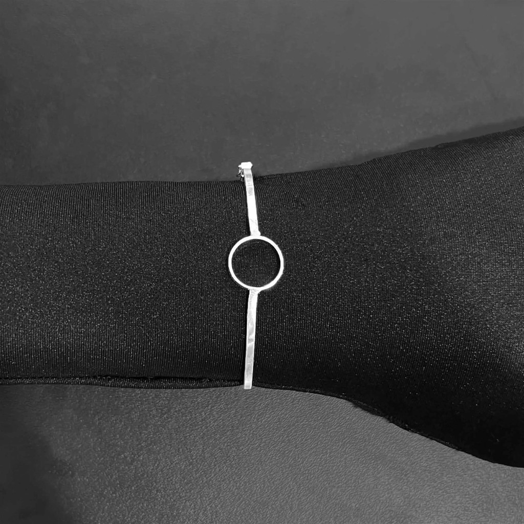 Bracelete Fio Chapado de Prata 925 Com Circulo Vazado 2,3mm de Prata Italiana