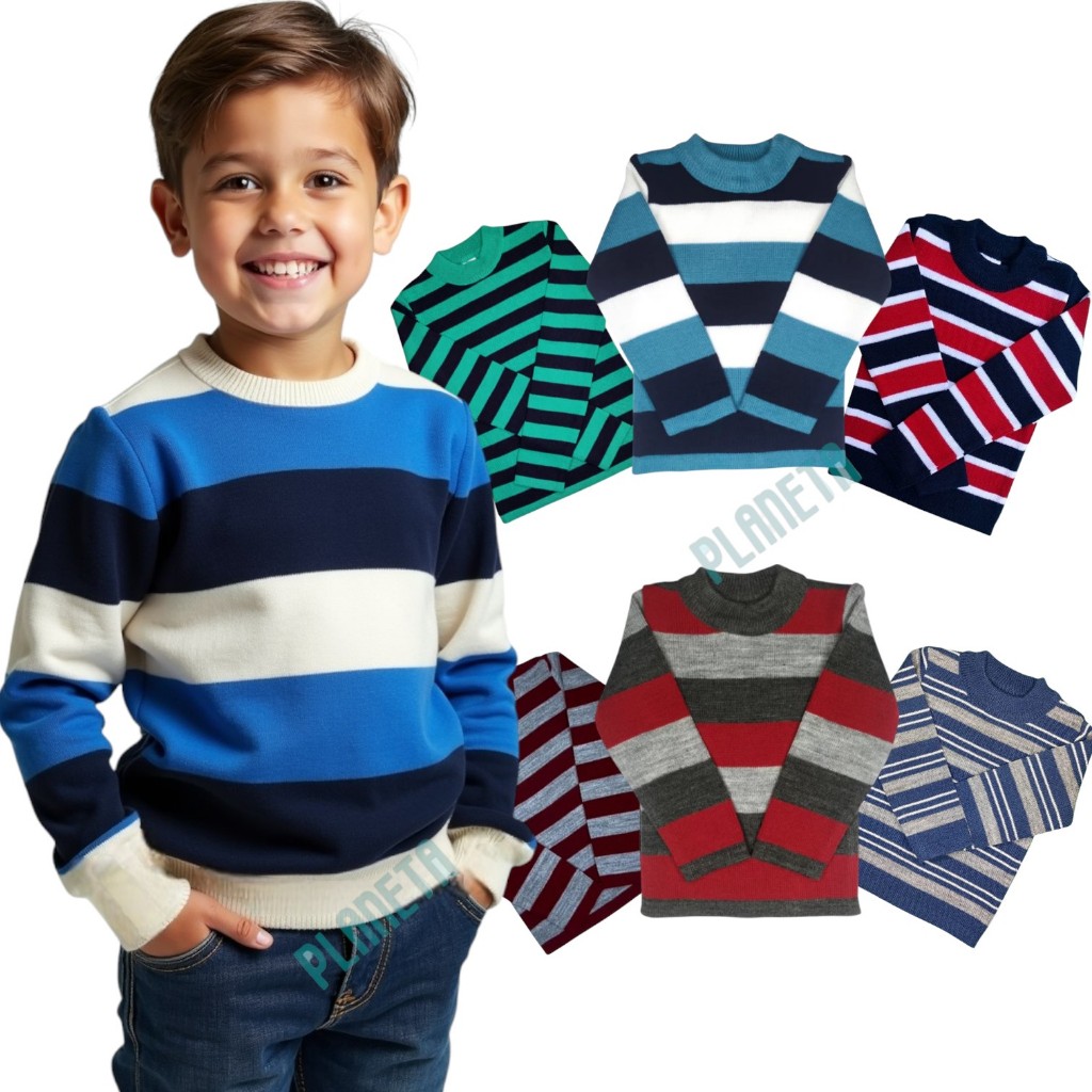 Kit 3 Blusas de Tricot Infantil Juvenil Menino em Lã Inverno