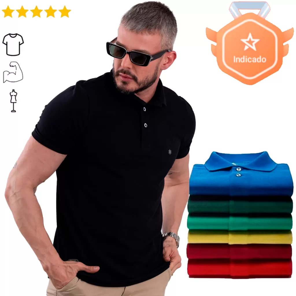 Camisa Gola Polo Blusa Masculina Algodão Liso Basica Piquet Slim