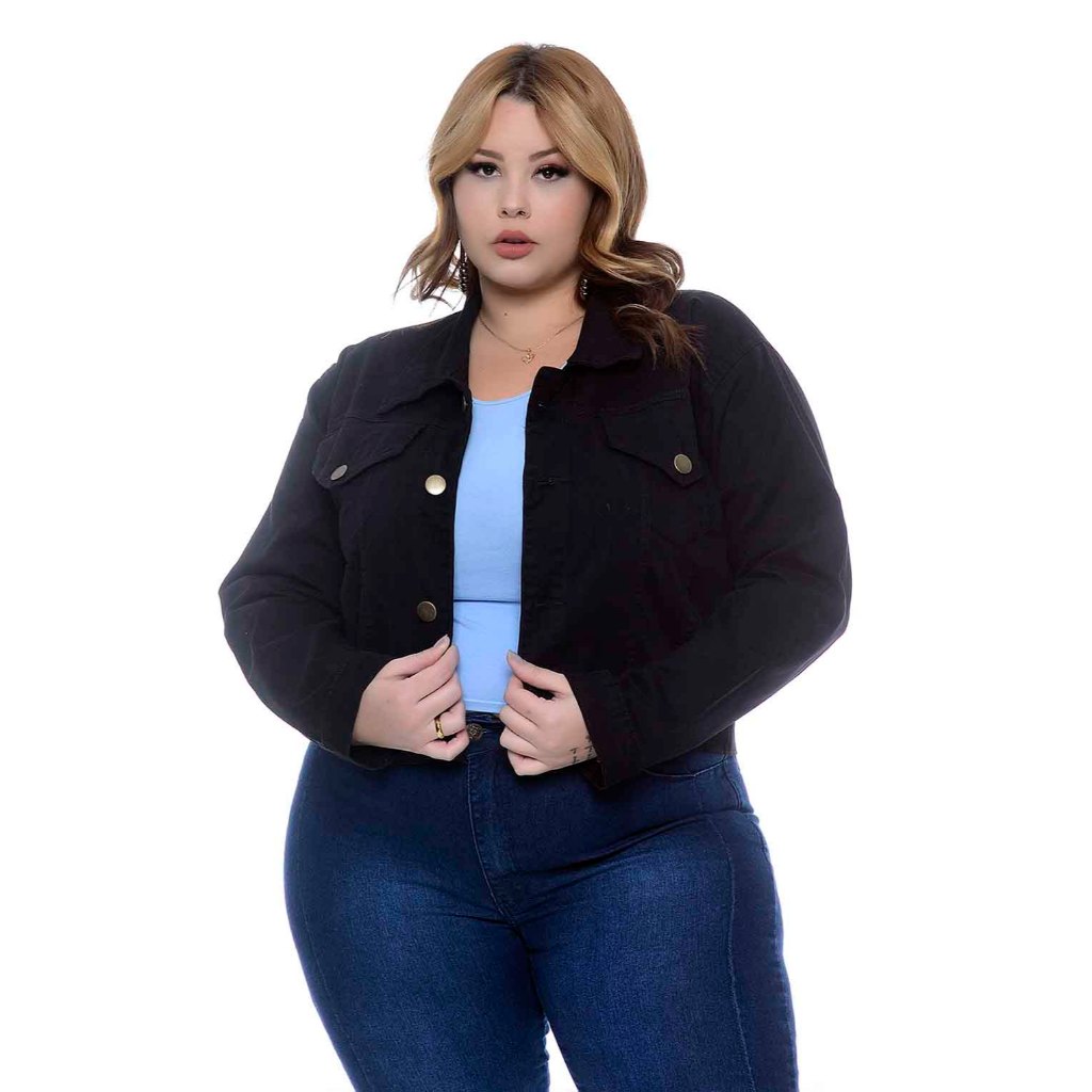 Jaqueta jeans feminina plus size