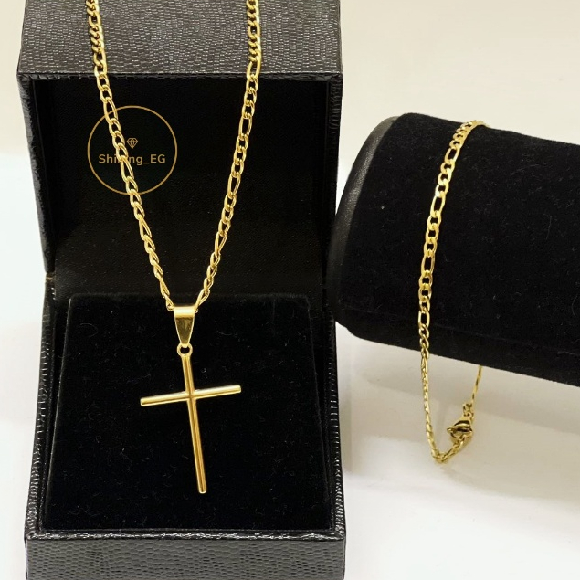 PROMOÇÃO  Corrente + Pingente Cruz Palito Banhad