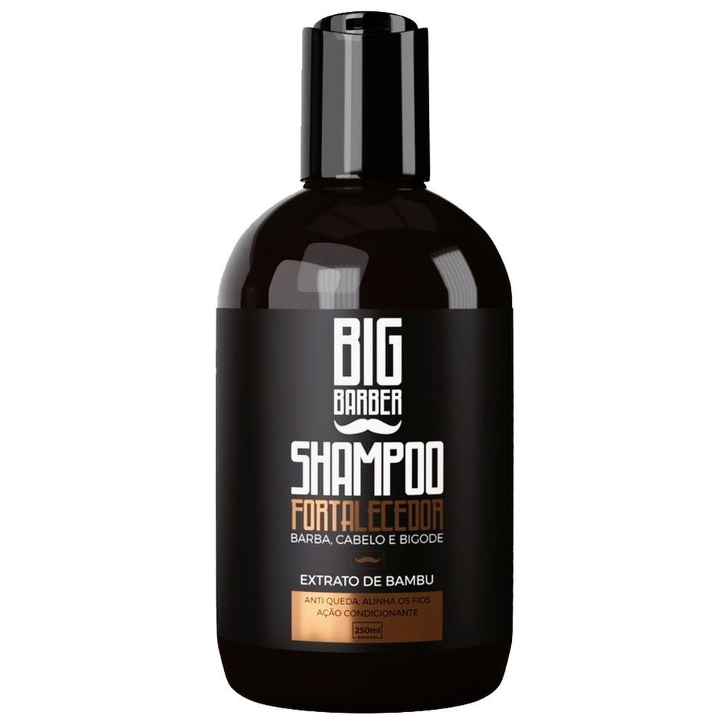 Kit Shampoo Fortalecedor + Condicionador Para Barba Big Barber 250ml Caixa Com 8 Unidades