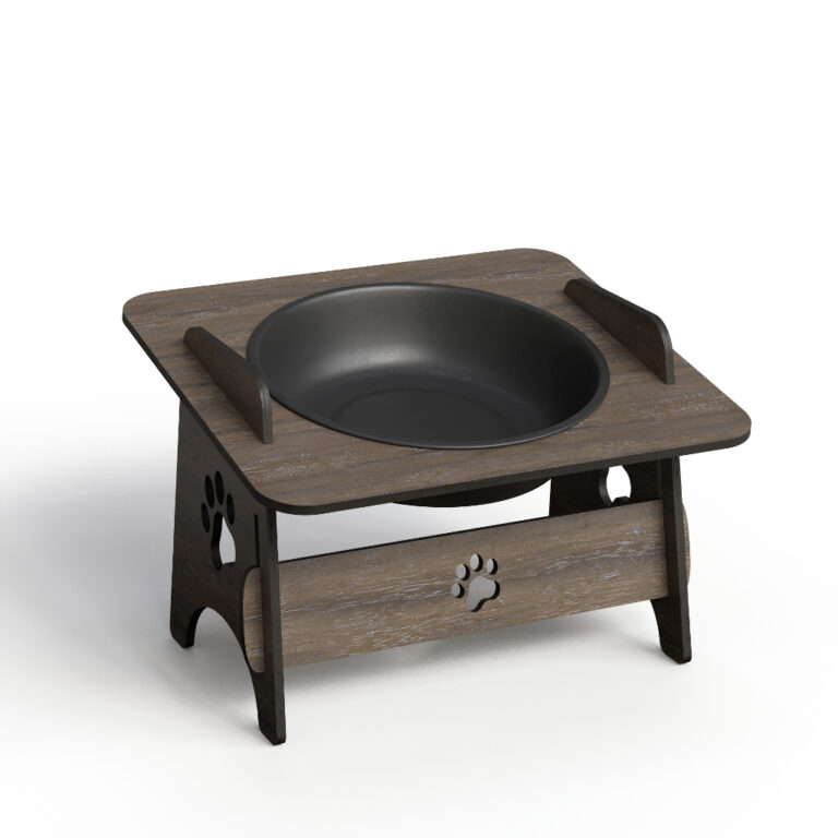 Comedouro Elevado Madeira Tabaco Para Cachorro e G