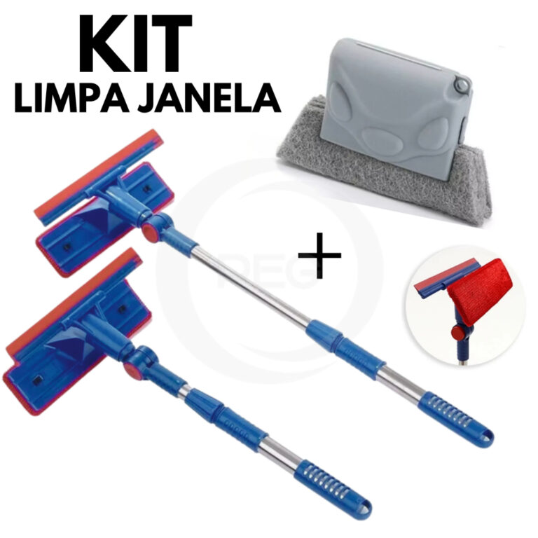 KIT Rodo Limpa Vidro + Escova Limpeza Cantos Janel