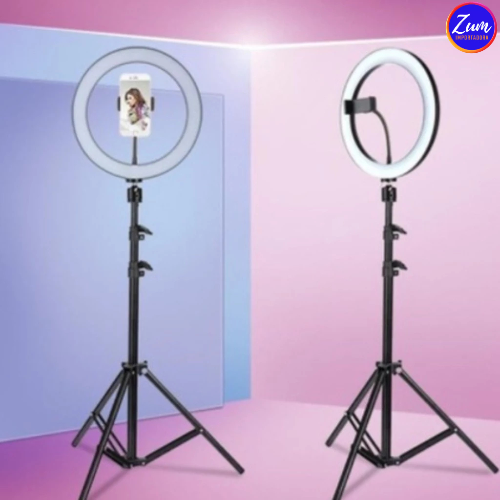 Ring  Iluminador 8 e 10 Polegadas Com Tripé De 2.10 Metros