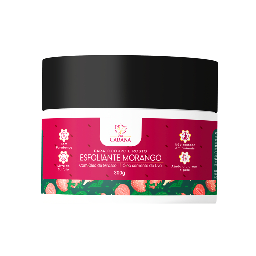 Esfoliante Morango 300g – Fio Cabana – Corporal e Facial – Hidratação e Renovação da Pele