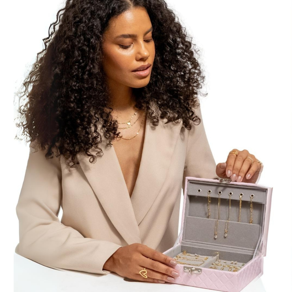 Kit Semi Joias de Luxo 100 Peças Para Revenda Atacado (Não vem Maleta) Banhado em Ouro 18k