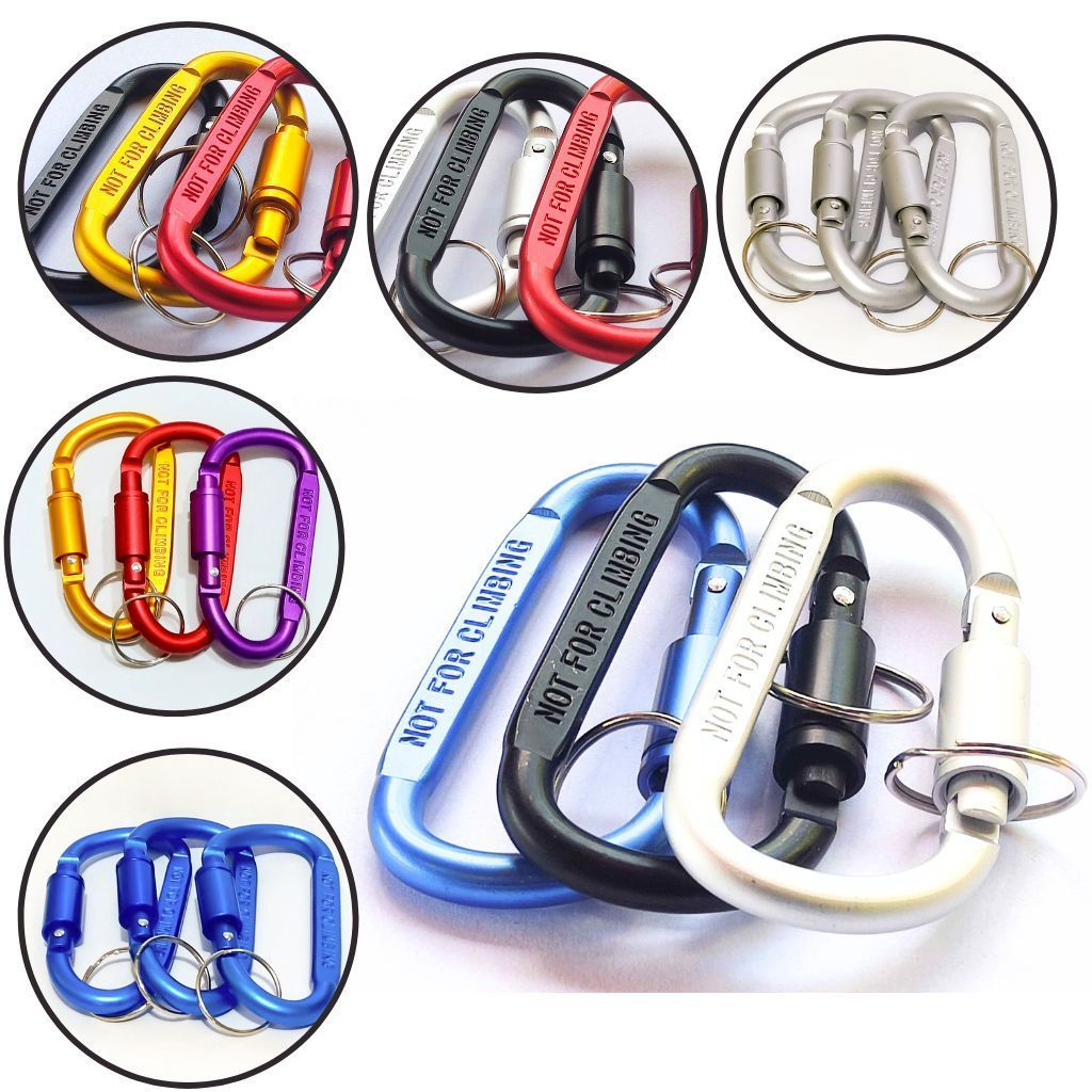 Kit 3/6 Chaveiro Mosquetão Reforçado Liga de Alumínio 8 cm