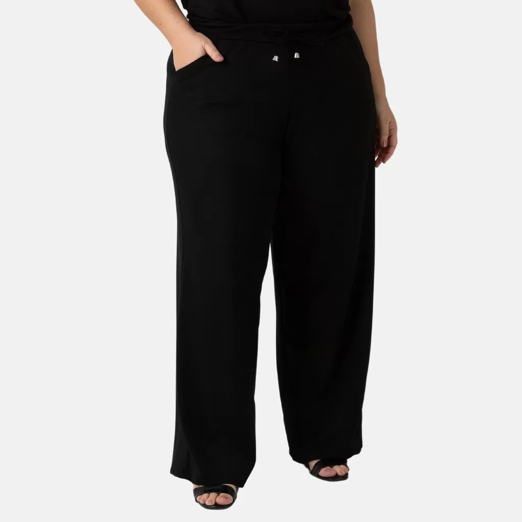 Calça Pantalona Moletinho Feminina Calça Cintura Alta Com Bolso G Ao G4 Calça Plus Modelo Soltinho