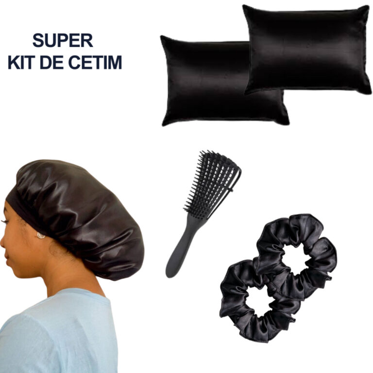 Kit Touca de Cetim com faixa Antifrizz toca de cet