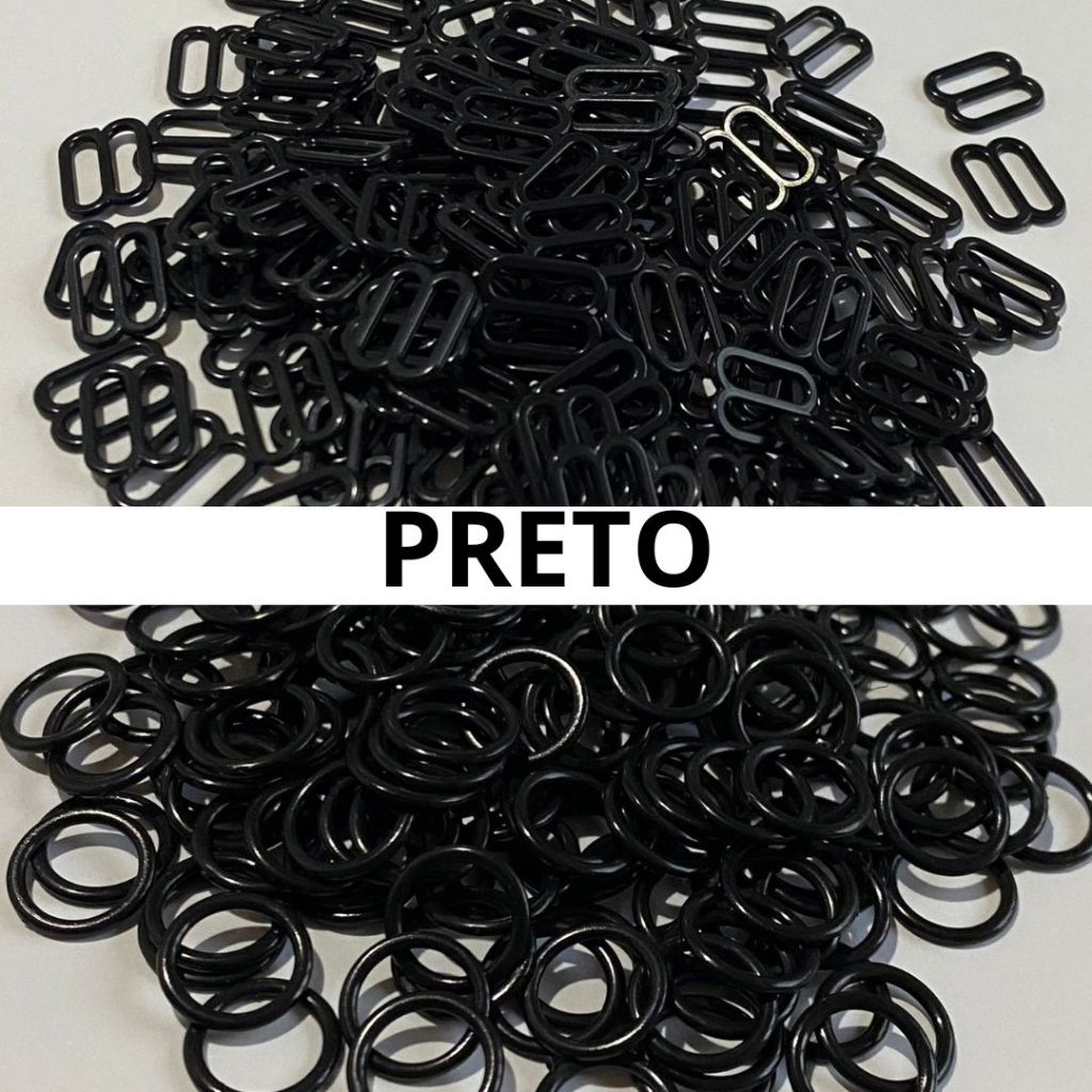 Argola e Regulador de Plástico Para Alça de Sutiã – 10 mm – Pacotes C/ 100 pares