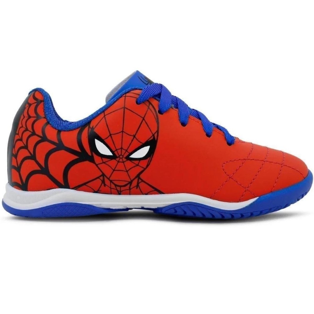Chuteira Futsal Dray Marvel Original Com Cadarço Infantil – Vermelho e Azul