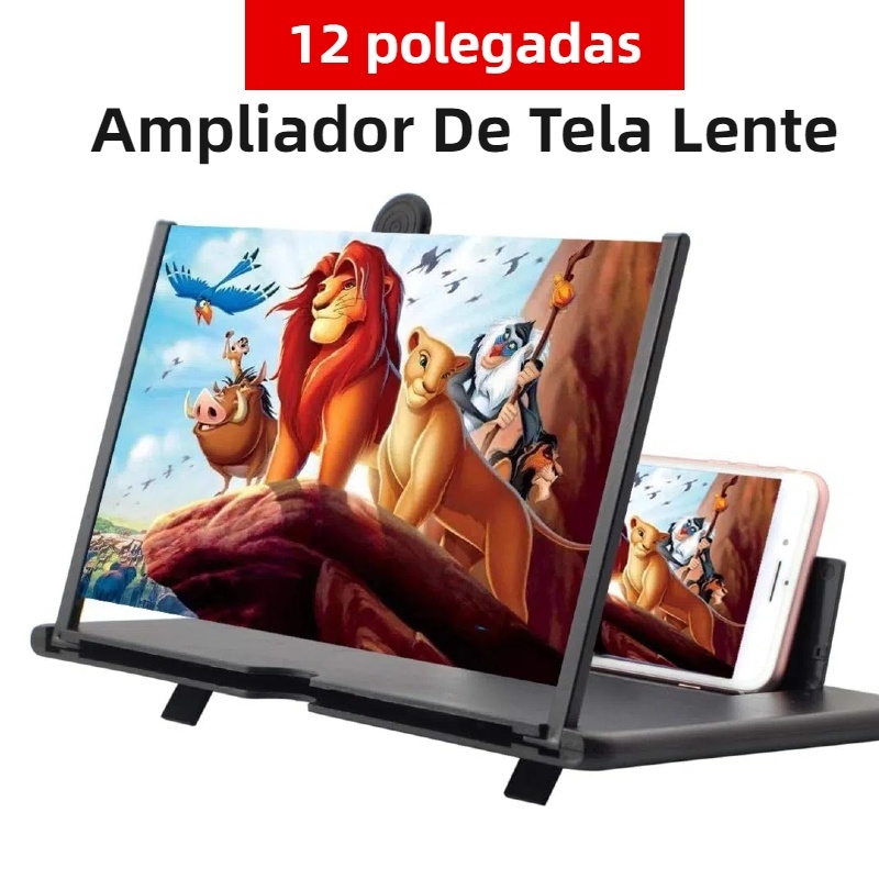 Ampliador De Tela Lente 3d Suporte Dobrável De Celular Para Vídeos e Jogos e Ensino 12 polegadas