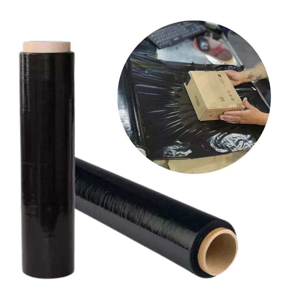 Rolo Bobina Filme Stretch Preto Com Tubete 500×25 250 Metros 4kg