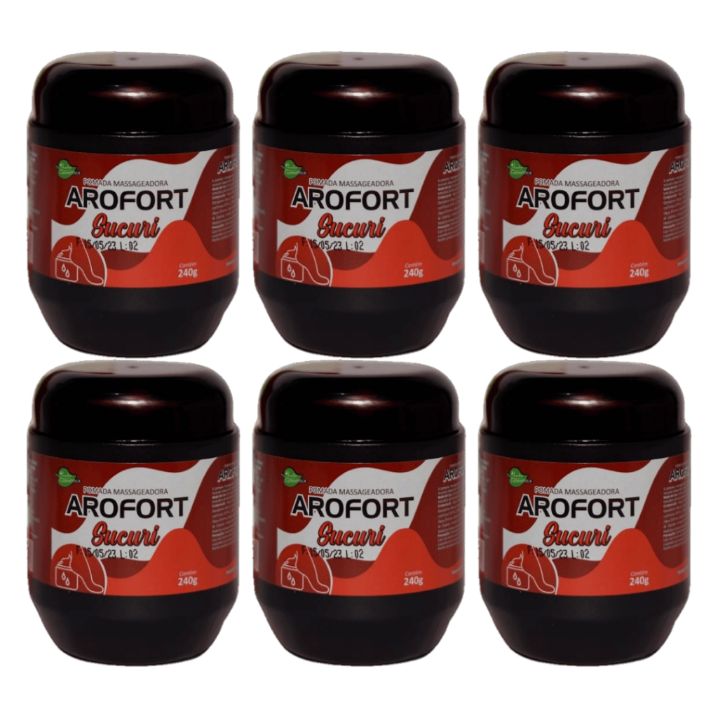 Kit 6 Pomadas Massageadoras Arofort Sucuri 240g Aroeira Cosmética  Alívio Muscular e Bem-Estar
