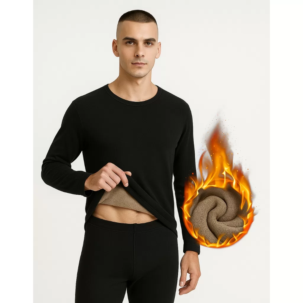 Camisa Térmica Segunda Pele Masculina Elastano Preta Lisa Peluciada Inverno