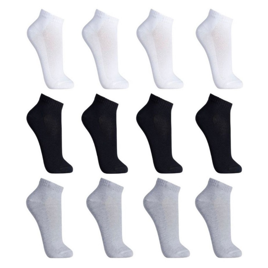 Kit 12 Meias ou 6 Pares de Meias Soquete curta algodão