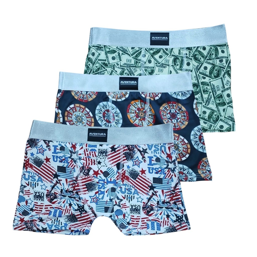Kit 1 à 3 Cueca Boxer Infantil Estampada Respirável Tecido Flexível Confortável