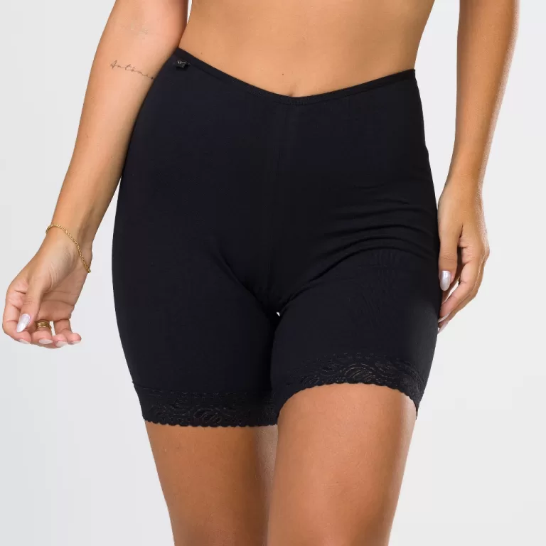 Bermuda Em Algodão Egípcio Com Renda Lingerie Sh