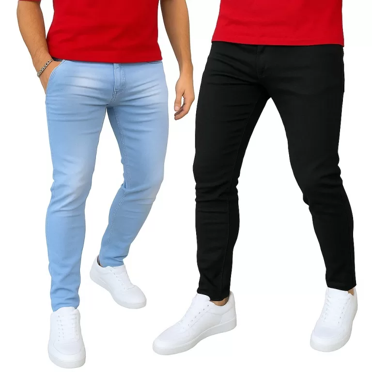 Kit 2 calças jeans  skinny masculina clara e pret