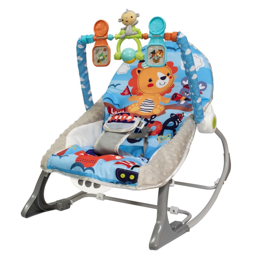 Cadeirinha Descanso Vibratória Para Bebe Musical Balanço Com Mobile Azul – Kababy