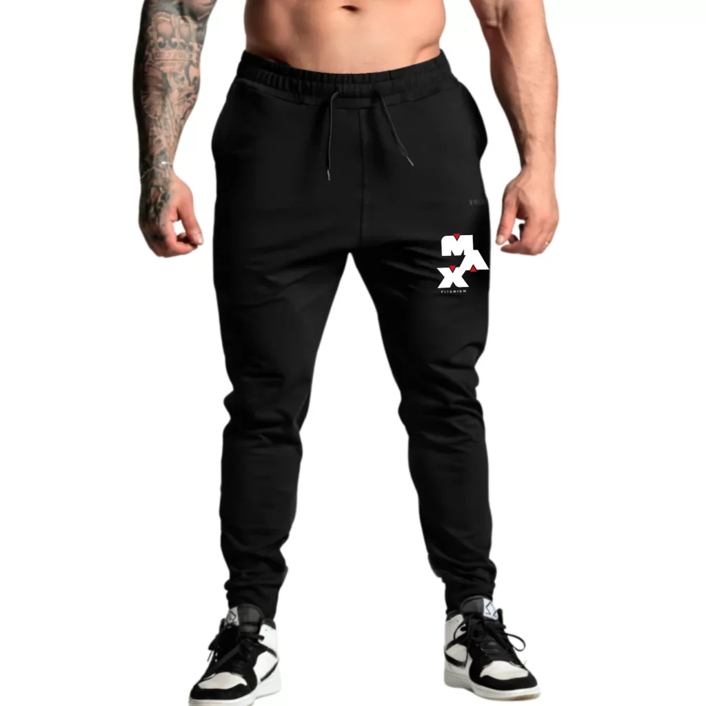 Calça Moletom Masculina Academia para Treino Suplementos com Bolsos Laterais Slim com Elástico GYM