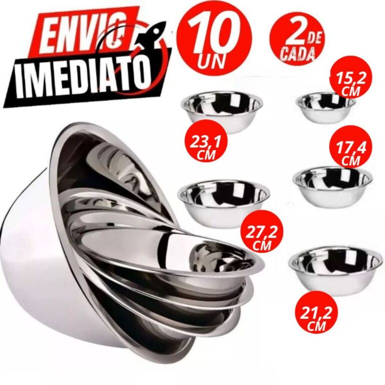 Kit Conjunto 10 Tigelas Bowls Saladeira 27,2 , 23,