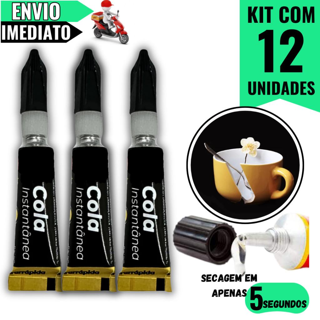 Kit 12 Super Bond Cartelas  Cola Instantânea com Secagem Rápida, Ideal para Uso Doméstico Profission