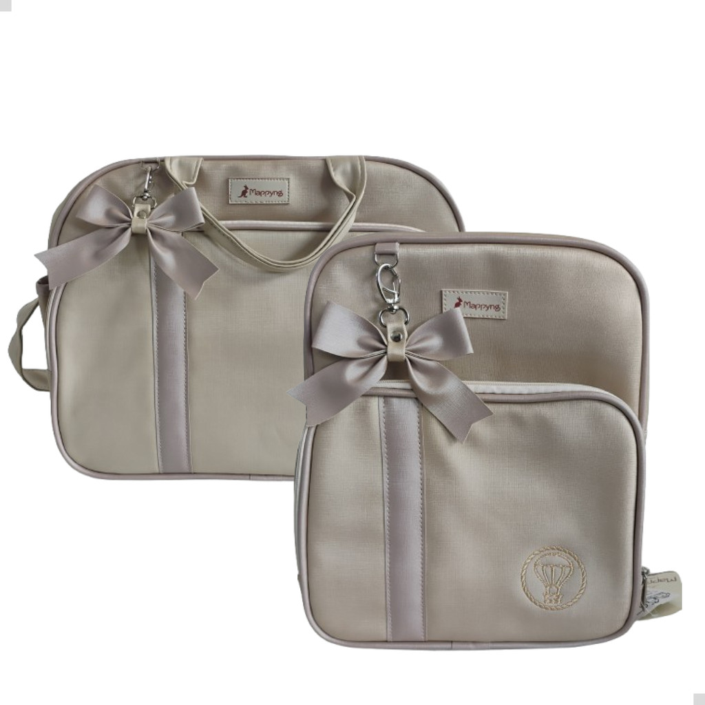 CONJ. DE BOLSA E MOCHILA VENEZA PEROLA DUME ALTA QUALIDADE C/TROCADOR PRÁTICA E DURAVÉL IMPERMEAVÉL