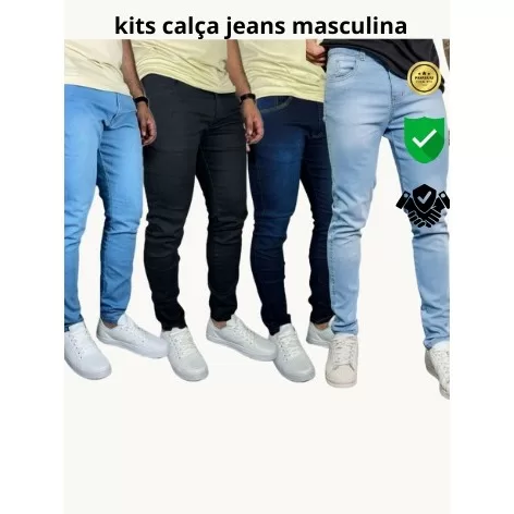 Kit 4 calça jeans masculina linha premium para tr
