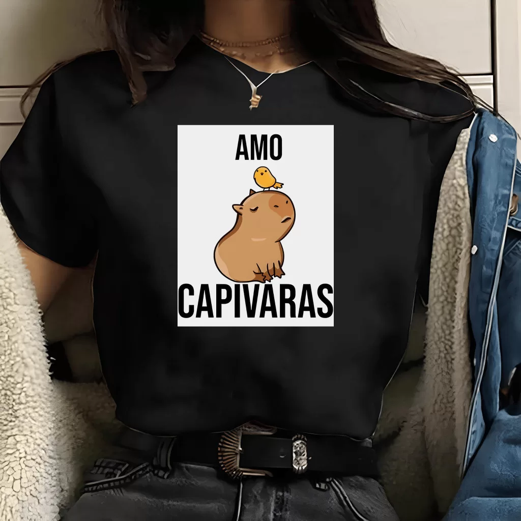 camiseta  – Amo capivaras – preta