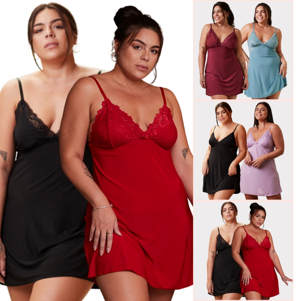 Kit 2 Camisolas Plus Size Renda Macia Fresca Confortável