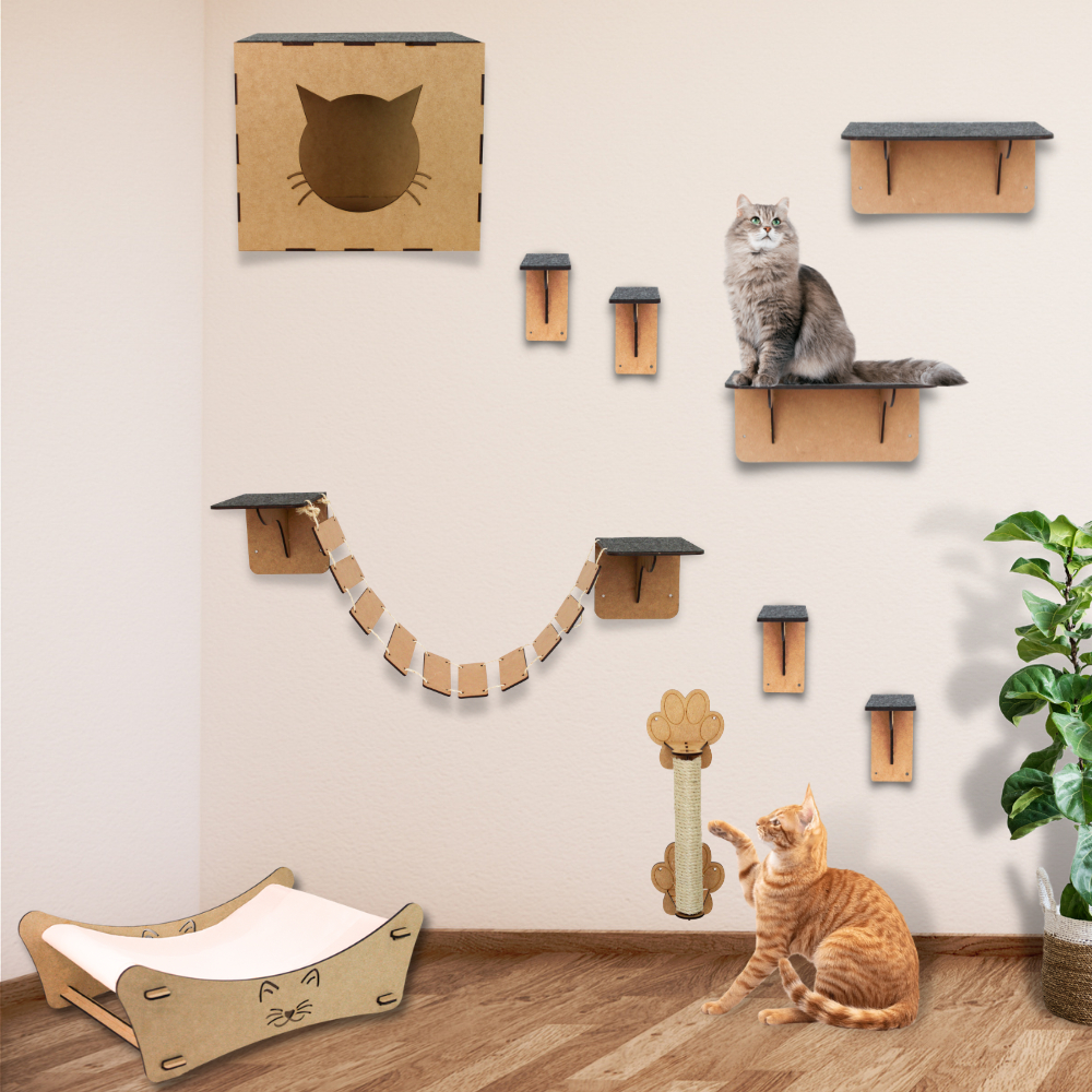 Melhores playground Brinquedo para Gatos Parquinho Suspenso Parede 10 peças Nicho Arranhador Degraus