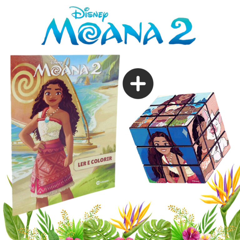 Brinquedo Kit Moana 2 Livro Ler e Colorir com Cubo