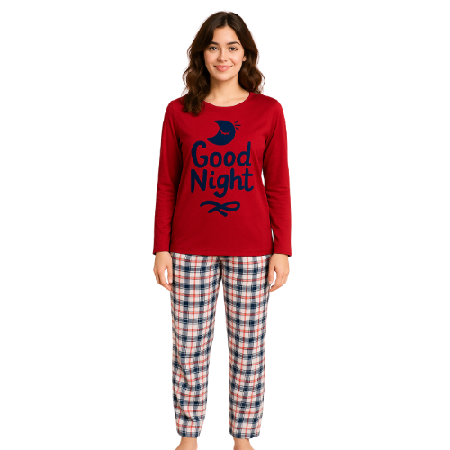 Pijama Feminino Estampado Manga Longa Tecido Suede
