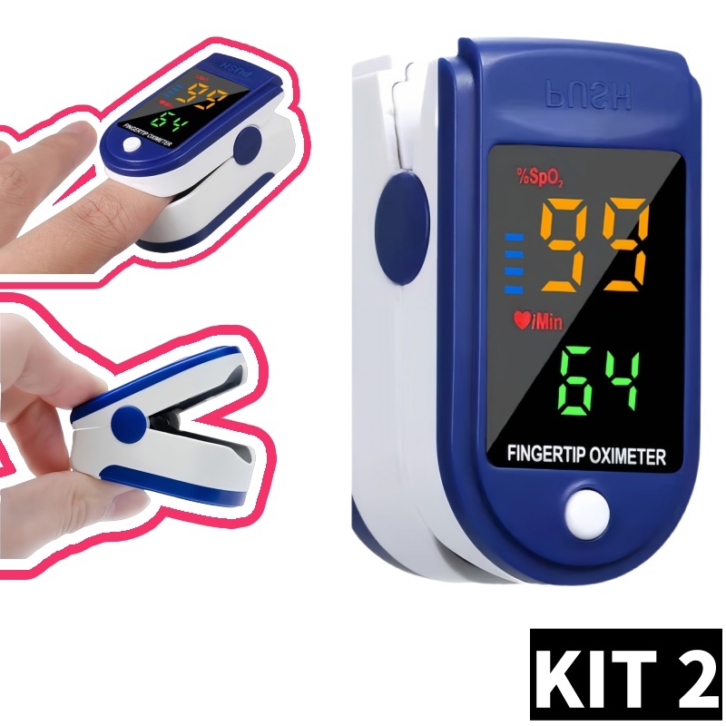 KIT 1/2 Oxímetro de Dedo de Pulso Digital Batimento Cardíaco Monitor de Frequência