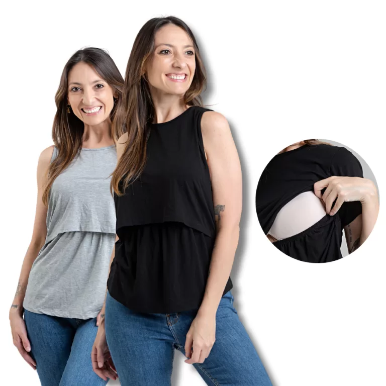Kit 2 Blusa Amamentação Regata Soltinha Premium 