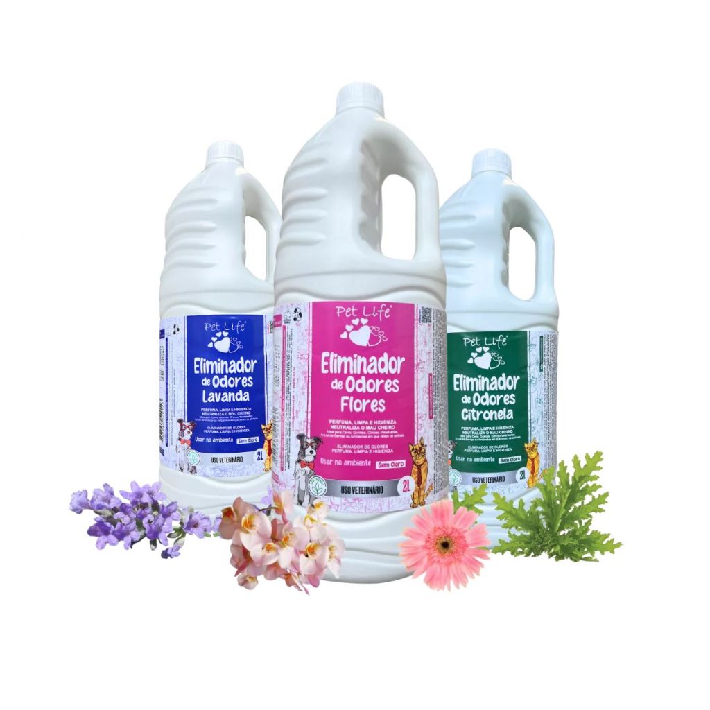 Eliminador de Odores Pet 2L Perfuma Eficiente Duradouro 3 em 1 Higienizador Limpeza Completa