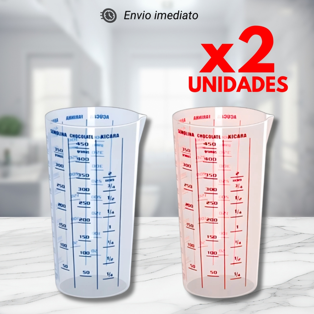 Kit 2 ou 1 Copo Plástico Graduado Dosador Receitas para Cozinha Copo Medidor 500ML