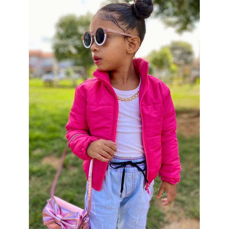 Jaqueta infantil feminina bobojaco estilo moda blogueira outono inverno casaco frio confortavel