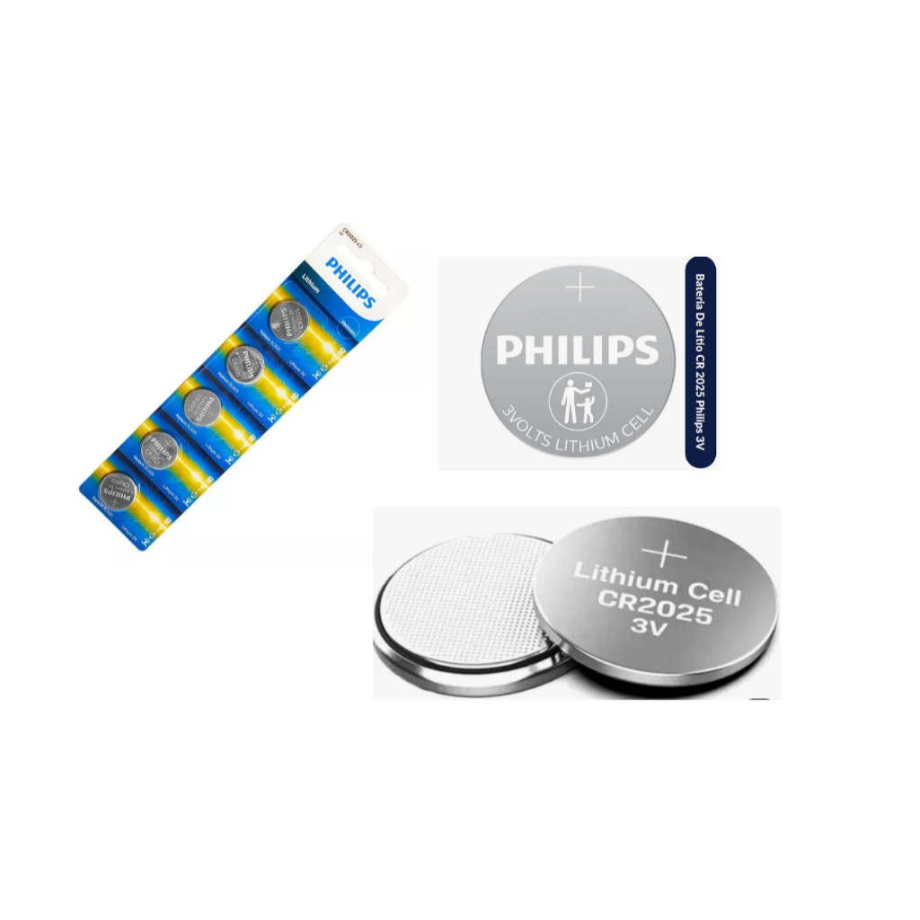 Pilha CR2025 3V Philips Bateria Moeda 05 unidades Relogio Controle Remoto