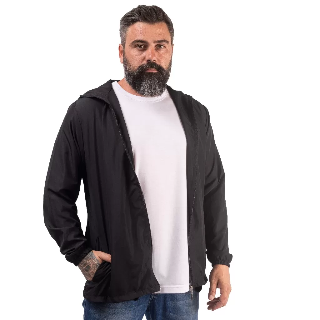 Jaqueta Corta Vento Com capuz Costura Reforçada