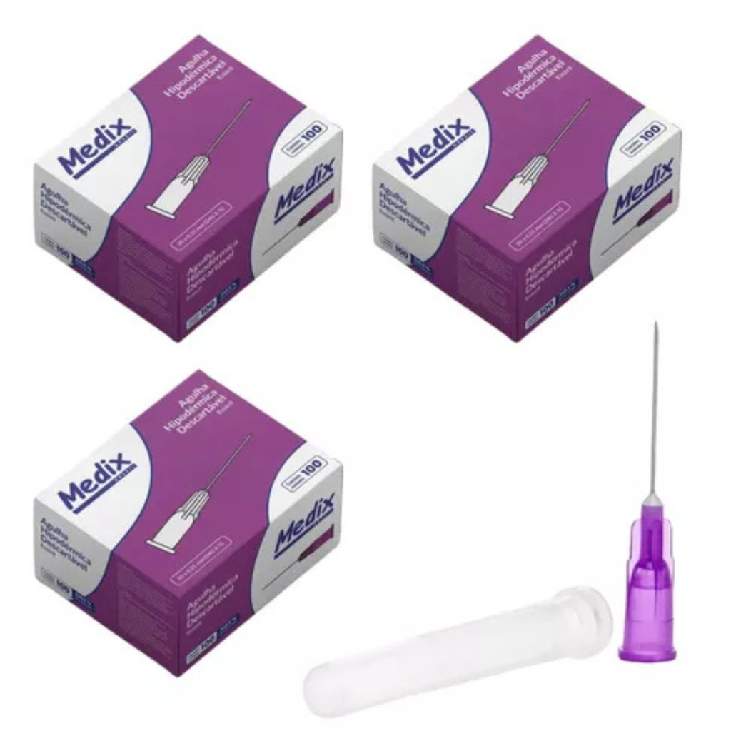 Kit 3 Caixa Agulha Roxa 24g 3/4 20×0,55mm 300unds Luer