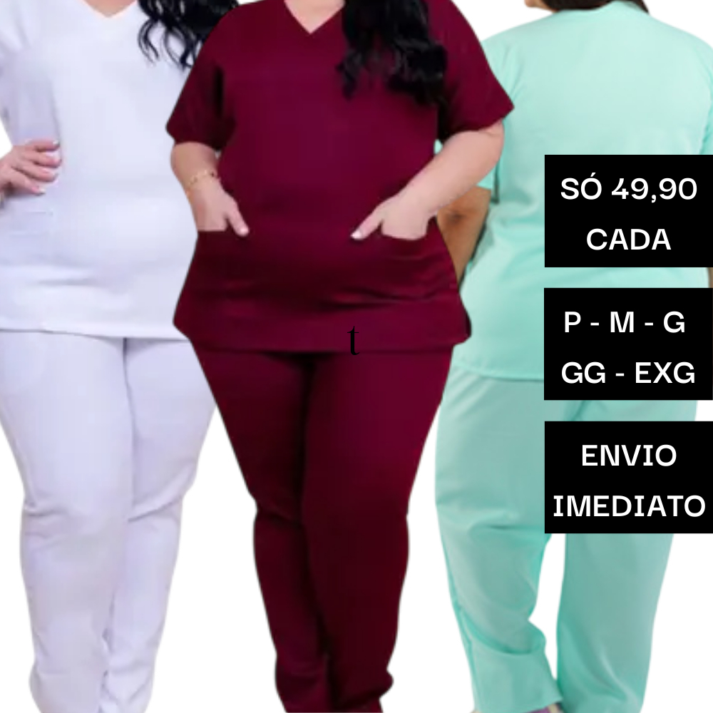 CONJUNTO SCRUB PLUS SIZE Oxford Profissional Pijama Hospitalar Cirurgico Feminino Gabardine GG EXG