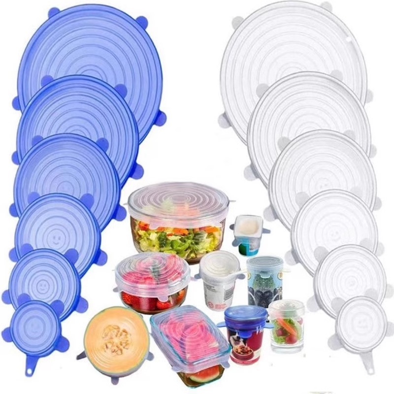 Kit 6 Tampas Panela Silicone Universal Reutilizável Elástica Tampas Silicone Cozinha Geladeira