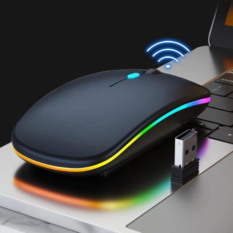 LED de mouse recarregável sem fio RGB Click Mute 